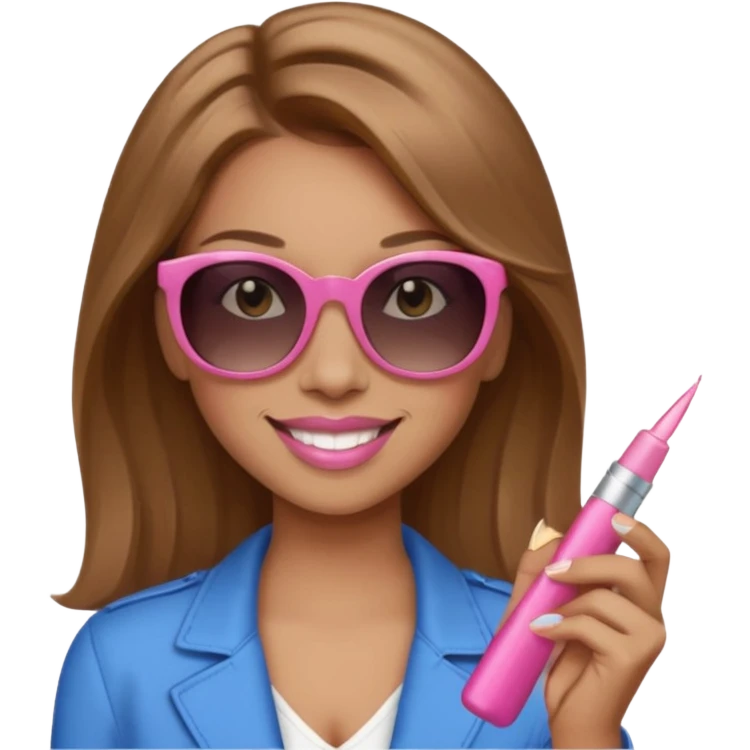 confident woman with light brown hair, light pink lipstick, lighter skin color, wearing sunglasses emoji