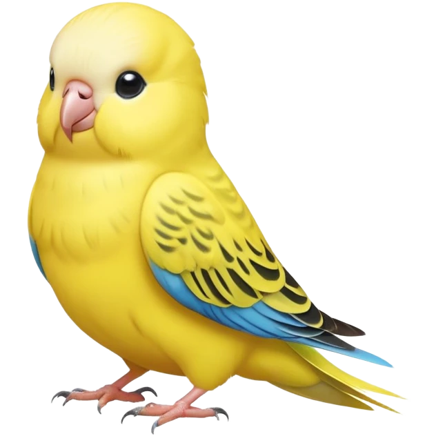 adorable-[budgie]-realistic-full-body-perched-emoji,-wings-tucked-neatly,-head-tilted-dramatically,-sleek-[yellow]-feathers,-simplified-yet-realistic-focused-features,-highly-detailed,-glowing-with-an-almost-sarcastic-glow emoji