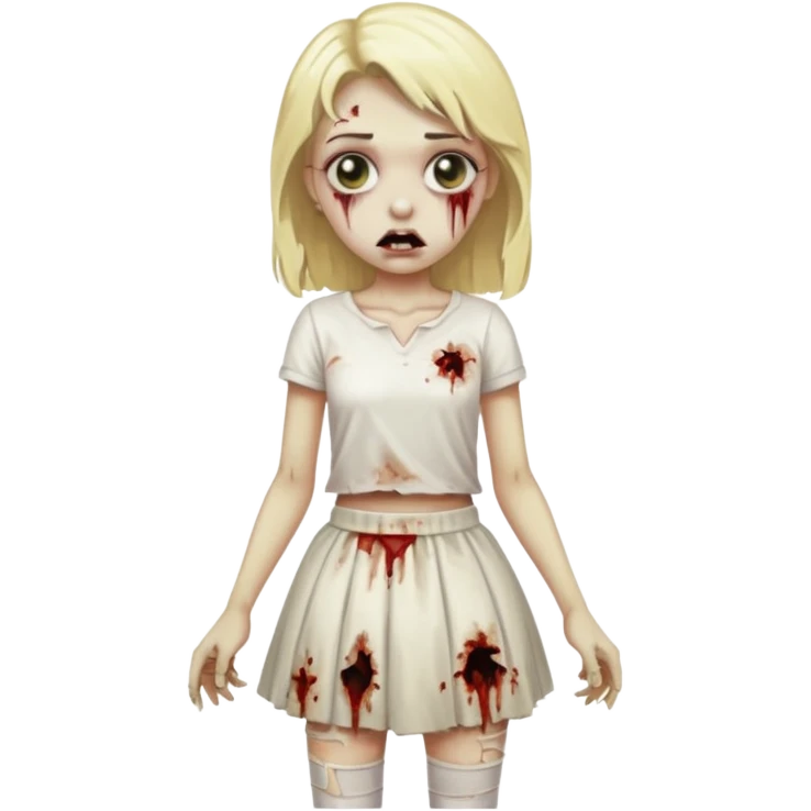 zombie blonde girl with white skirt emoji