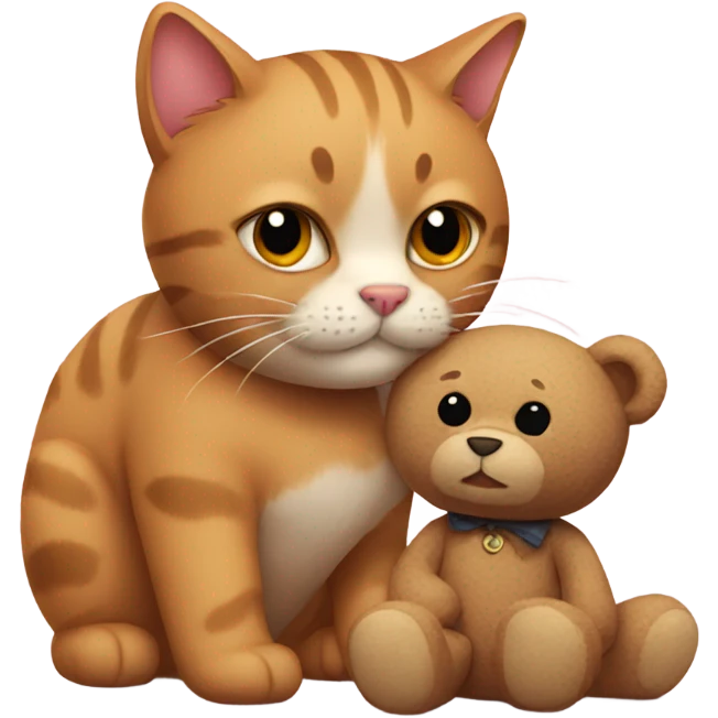  cat and his teddy bear emoji