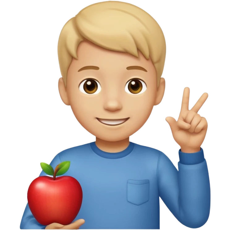 a boy pointing down at his toy, apple style emoji emoji