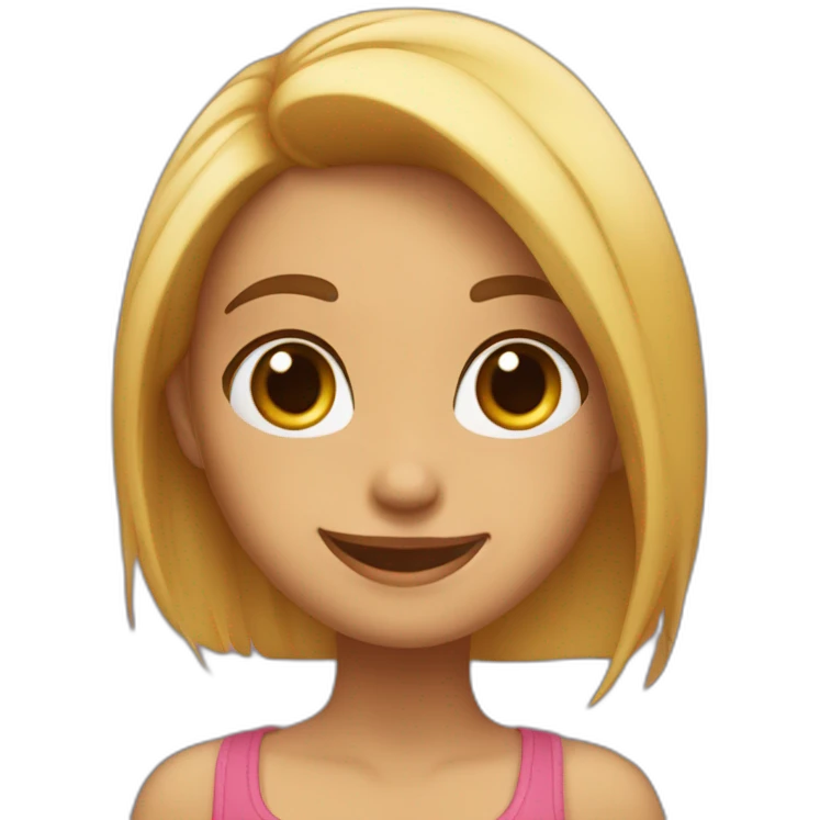 Chica morena con pelo largo y ojos miel sonriendo emoji