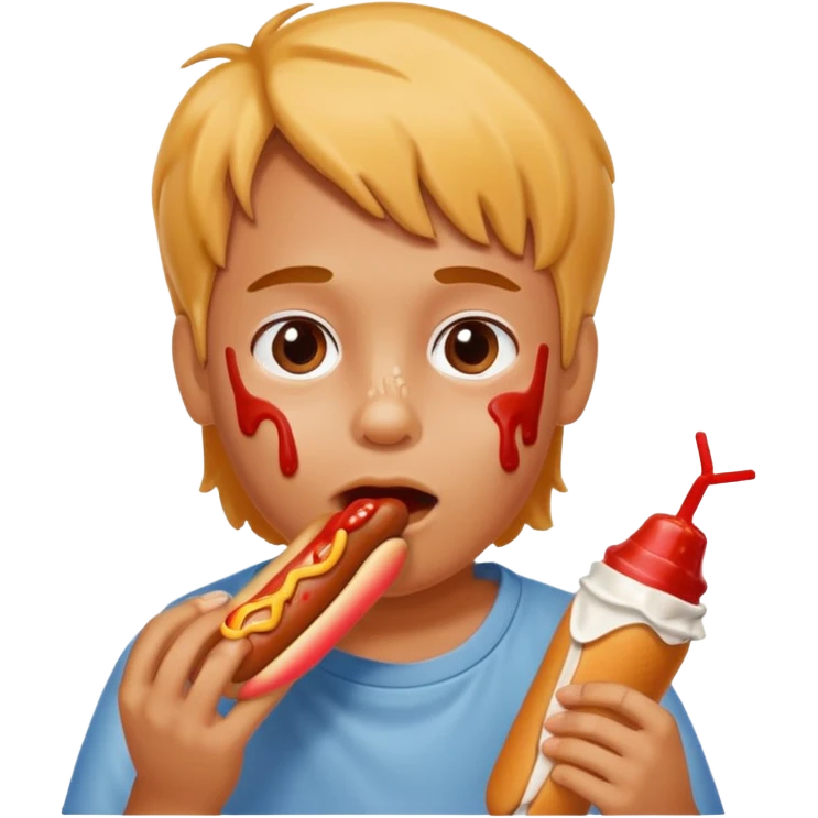 hotdog eating kid emoji