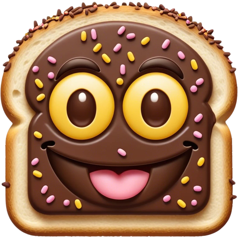 Cinematic Realistic Hagelslag Treat Emoji, depicted as crunchy chocolate sprinkles on buttered bread rendered with vivid textures and playful, inviting lighting. emoji