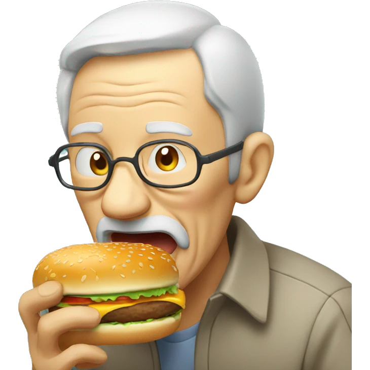 old man eating burger emoji