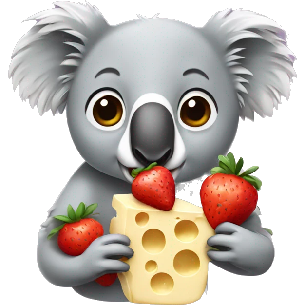 Koala eating strawberry and cheese emoji