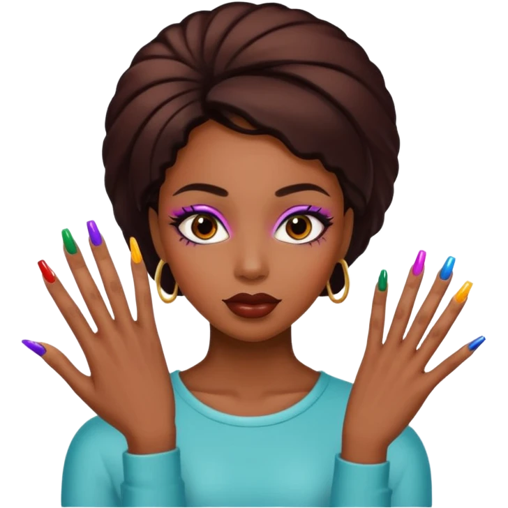 black woman nail art emoji