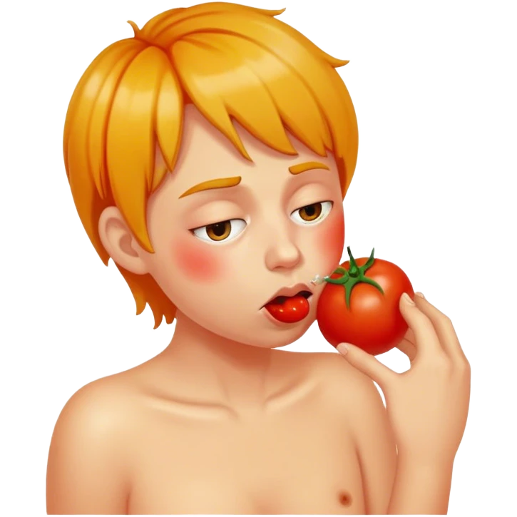 Puking emoji except he pukes tomato emoji