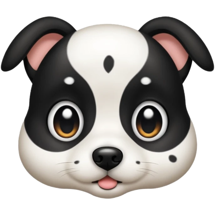 black and white dog spotted bigger eyes, cute emoji