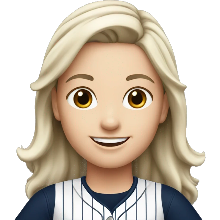 Smile white brunette female with Yankees jersey  emoji