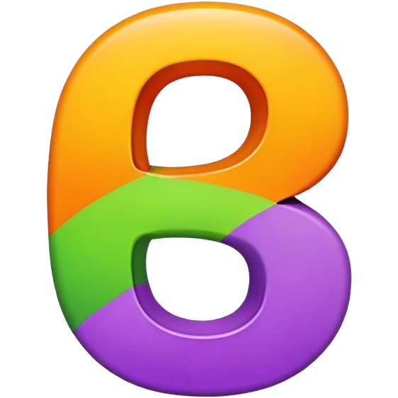 Number 8 in purple, orange, green and yellow emoji