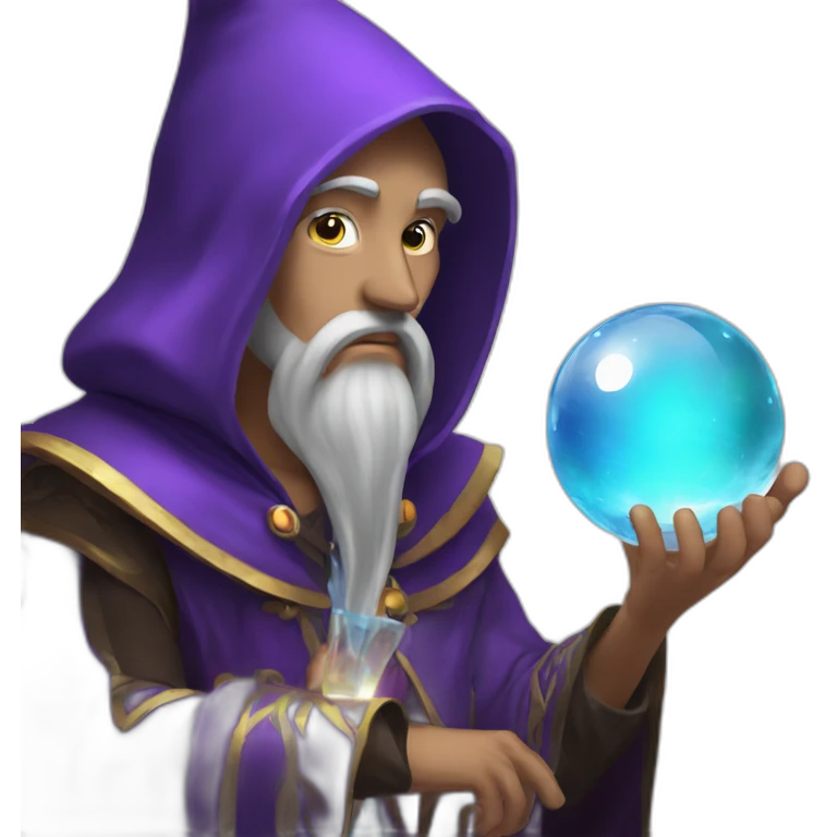 mage with thinking face holding crystal ball emoji