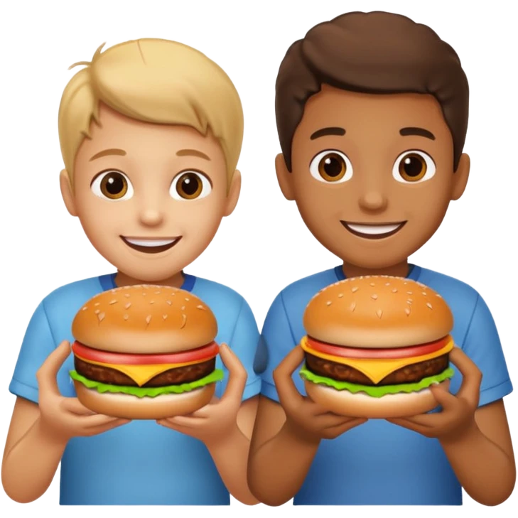 kids with hamburgers emoji
