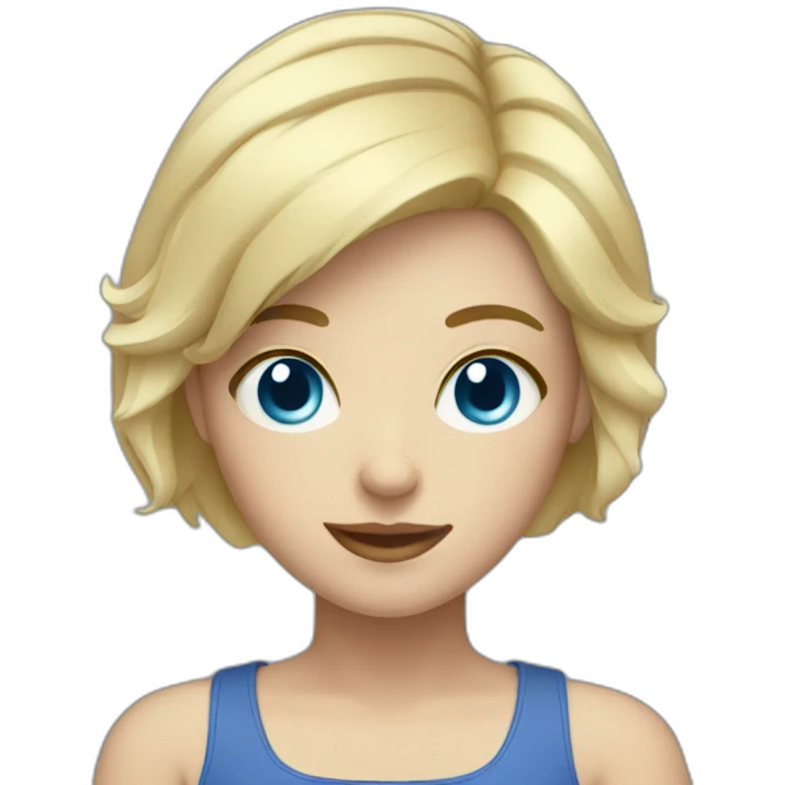 Blonde Girl with blue eyes and short hair with camera  emoji
