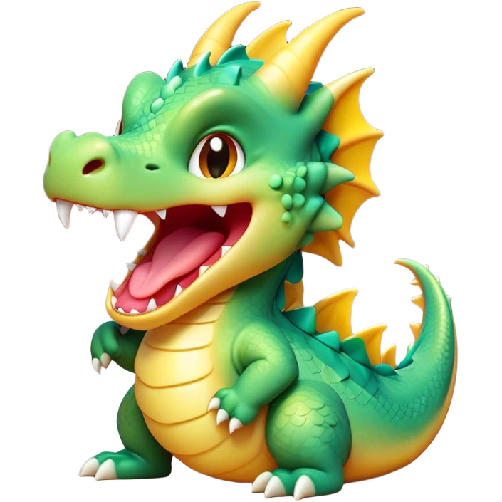 Cinematic Cute Yawning Dragon Portrait Emoji, Head tilted slightly with a dramatic, wide-open yawn, showcasing a soft, lustrous scaled body with gently drooping fins and half-closed, drowsy eyes, each scale rendered in exquisite detail under natural light; high shine, relaxed yet expressive, styled with a dash of fantastical charm, soft glowing outline, capturing the essence of a sleepy yet affectionate dragon that appears ready to stretch out and rest in its enchanted lair! emoji