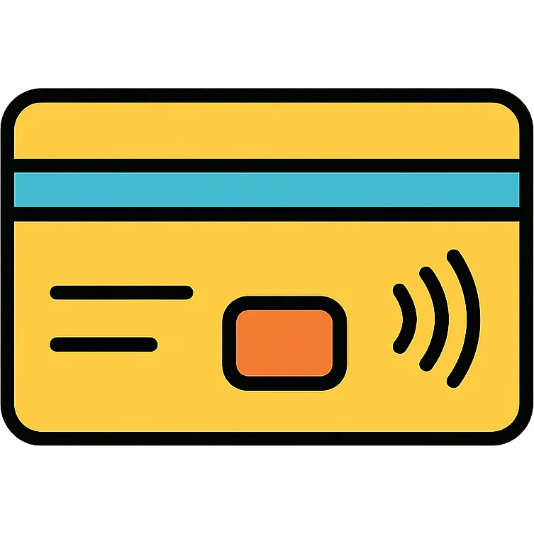 credit card with a contactless symbol, clean and professional emoji