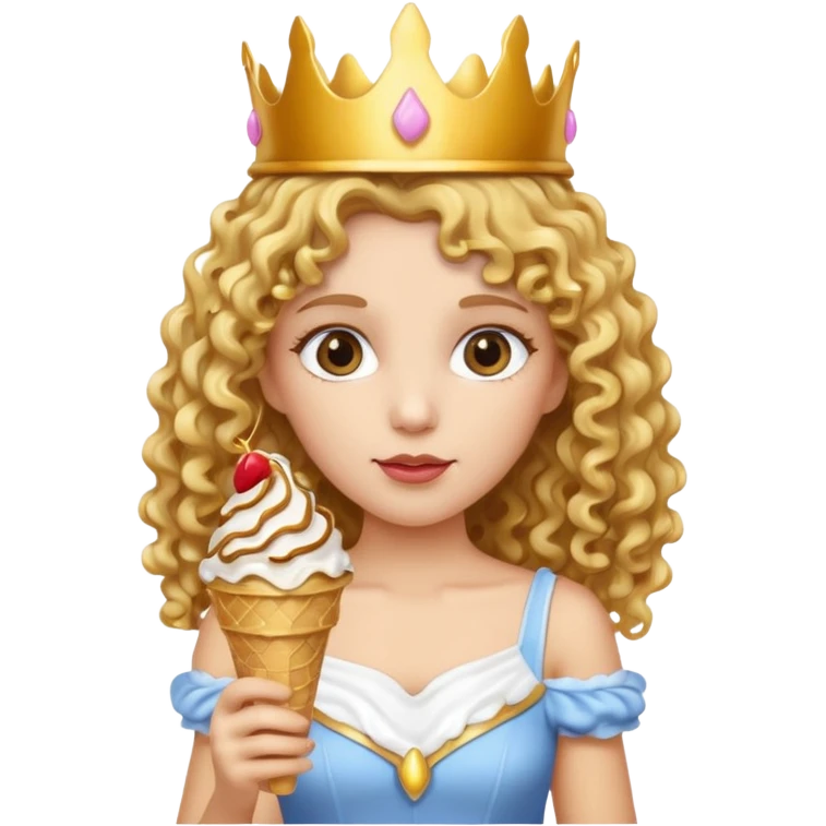 curly haired crowned princesswith ice cream emoji