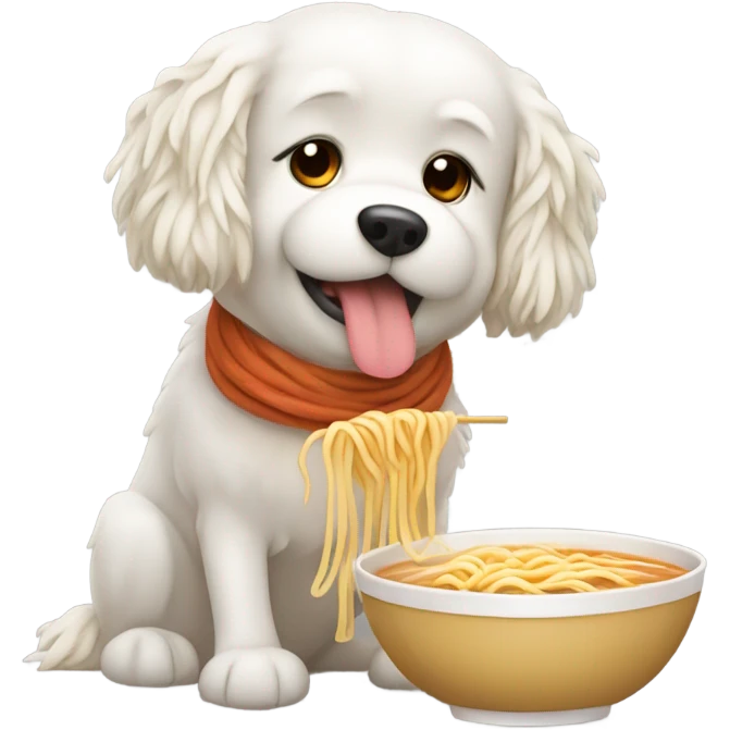 dog eating ramen emoji