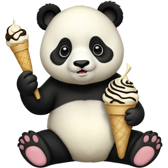 Panda eating ice cream emoji