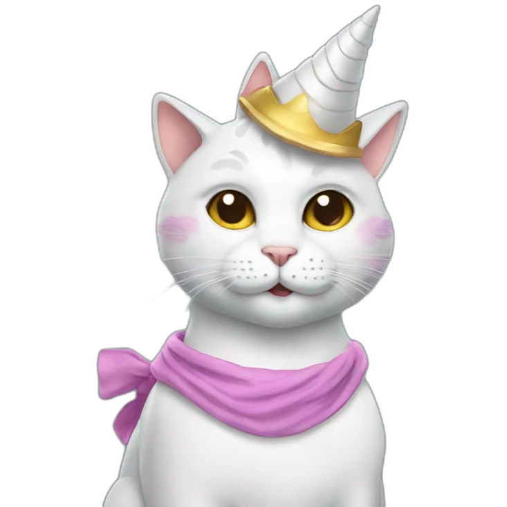 Cat in a unicorn costume with a hat emoji