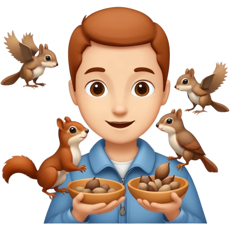 person feeding birds or squirrels, cheerful and caring emoji
