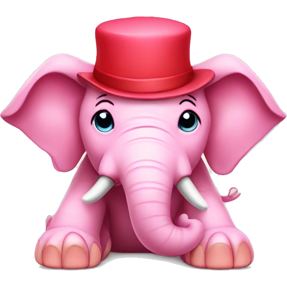 Pink elephant with red hat emoji