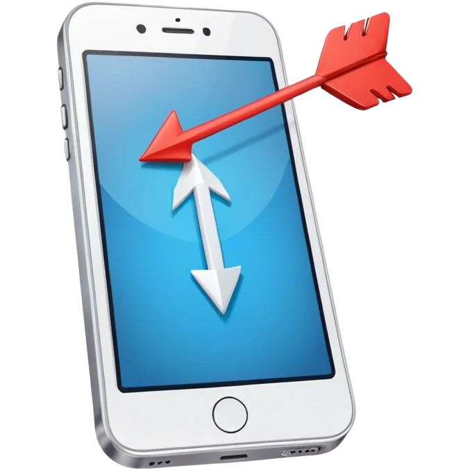 mobile phone and arrow emoji