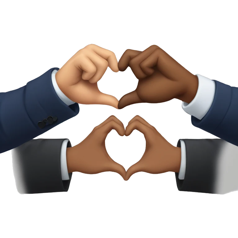 Donald Trump and Kamala Harris making a heart with their hands emoji
