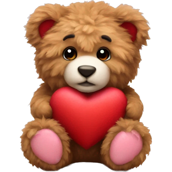 realistic fluffy Valentine's teddy  emoji