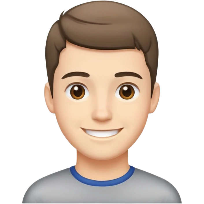 A young man with two block hair cut smiling emoji