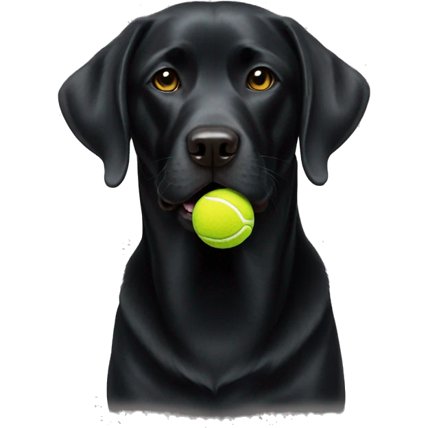 Black lab with tennis ball emoji
