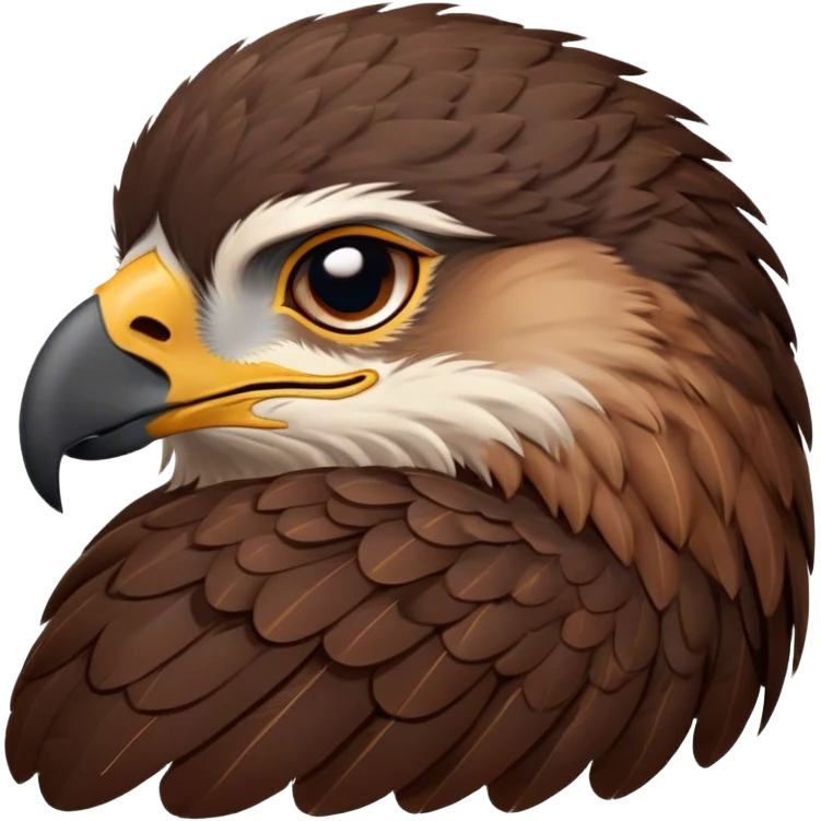 Meme-Worthy Cute Sleeping Hawk Portrait Emoji, Head resting peacefully with a contented smile, showcasing a robust, agile form with eyes gently closed in serene slumber and a subtly curved beak, Simplified yet adorably endearing features, highly detailed, glowing with a soft, drowsy light, high shine, relaxed and utterly lovable, stylized with an air of playful laziness, soft glowing outline, capturing the essence of a sleeping hawk that feels destined to become the next viral icon of adorable rest! emoji