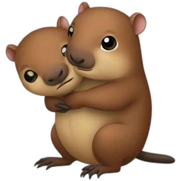 Capibara hug ant-eater emoji