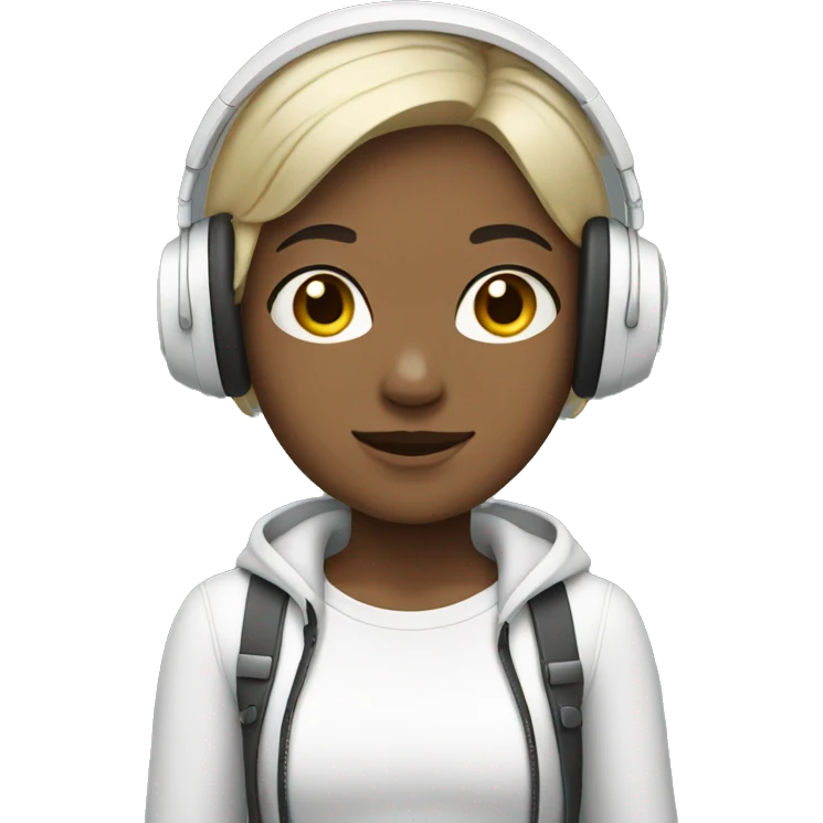 girl with short hair wearing white headphones emoji