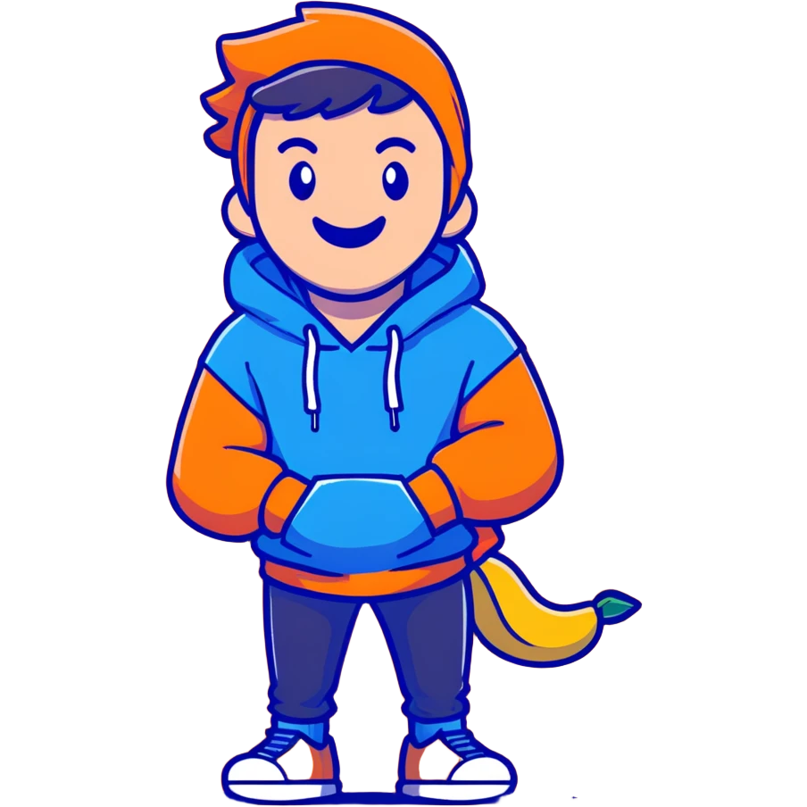 portrait of Mr. Beast, smiling, blue hoodie, energetic vibe emoji