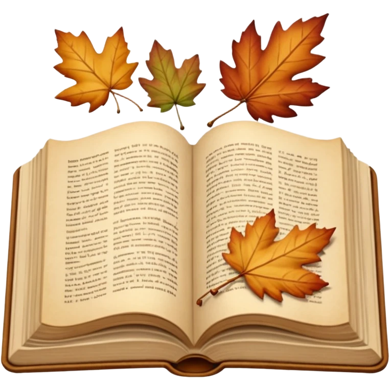 beige autumn open book with leaves on it emoji