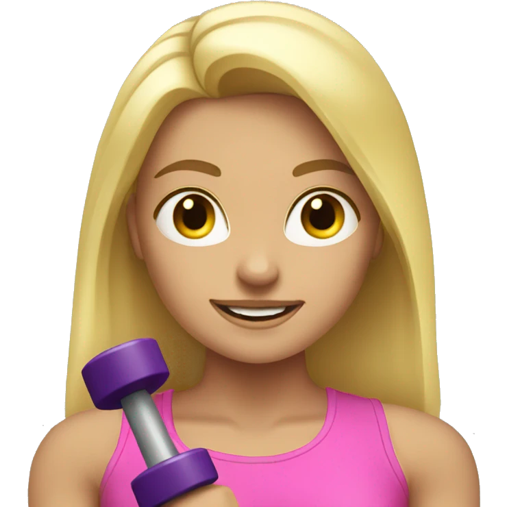 Blonde girl with dumbbells  emoji