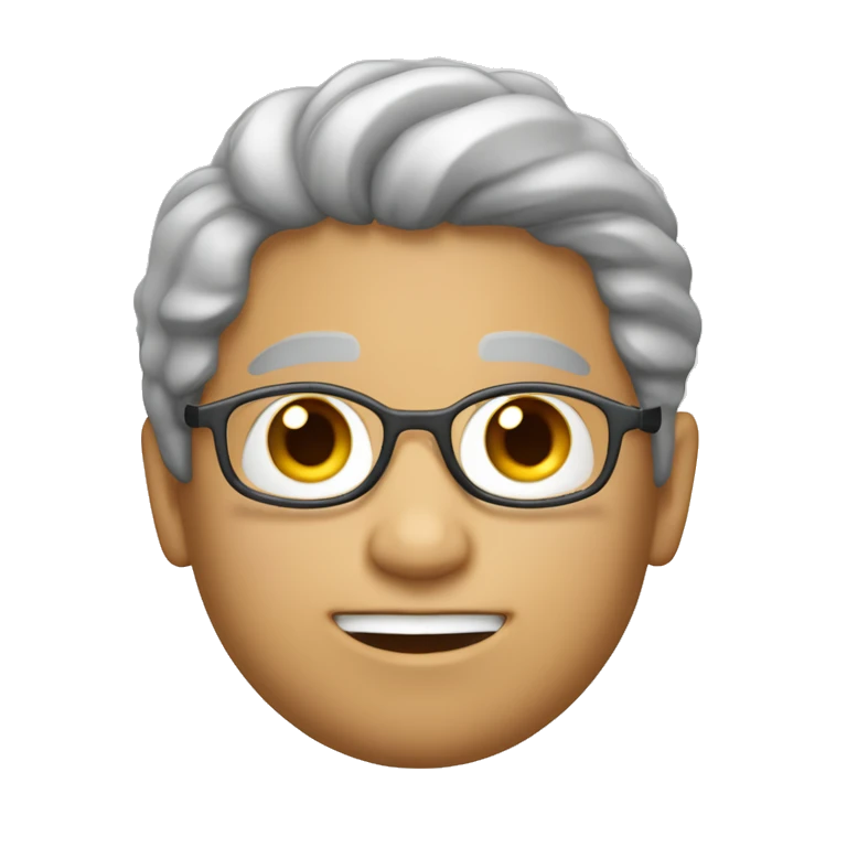 Una familia de un padre con el pelo blanco y corto, una madre con el o emoji