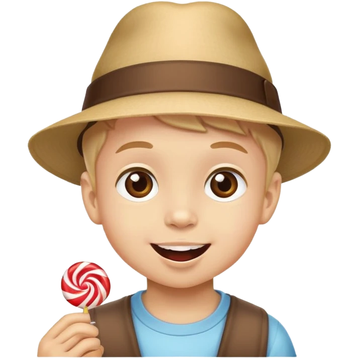 happy Kid with hat eating cand emoji