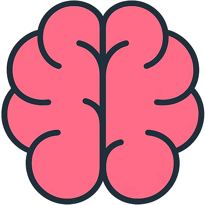 smooth brain, icon style, clear and simple icon, outlined with color emoji