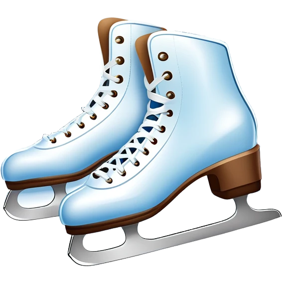 An icon showing a pair of elegant ice skates gliding across a smooth, frozen rink with snowflakes in the air. In the background, twinkling lights, winter trees, and cheering spectators create a festive atmosphere. Transparent background highlights the grace and charm of ice skating. emoji