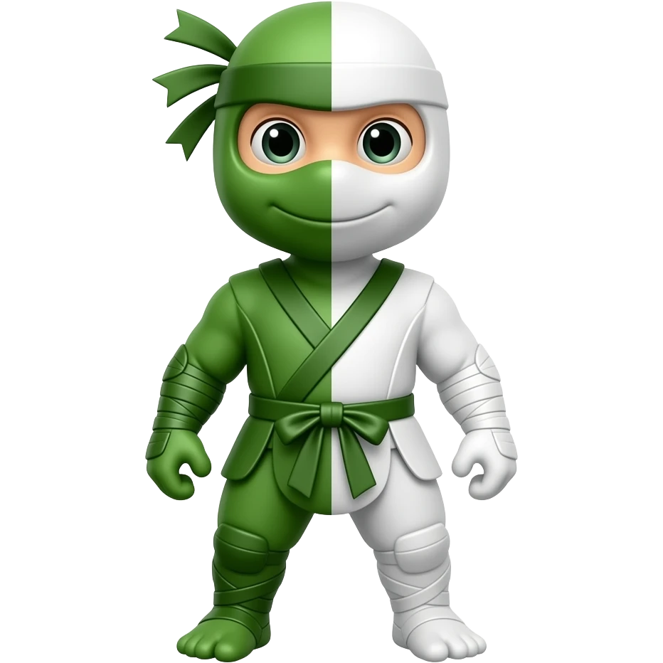 תעשה נינג׳ה חצי ירוק חצי לבן עם כלל הגוף emoji