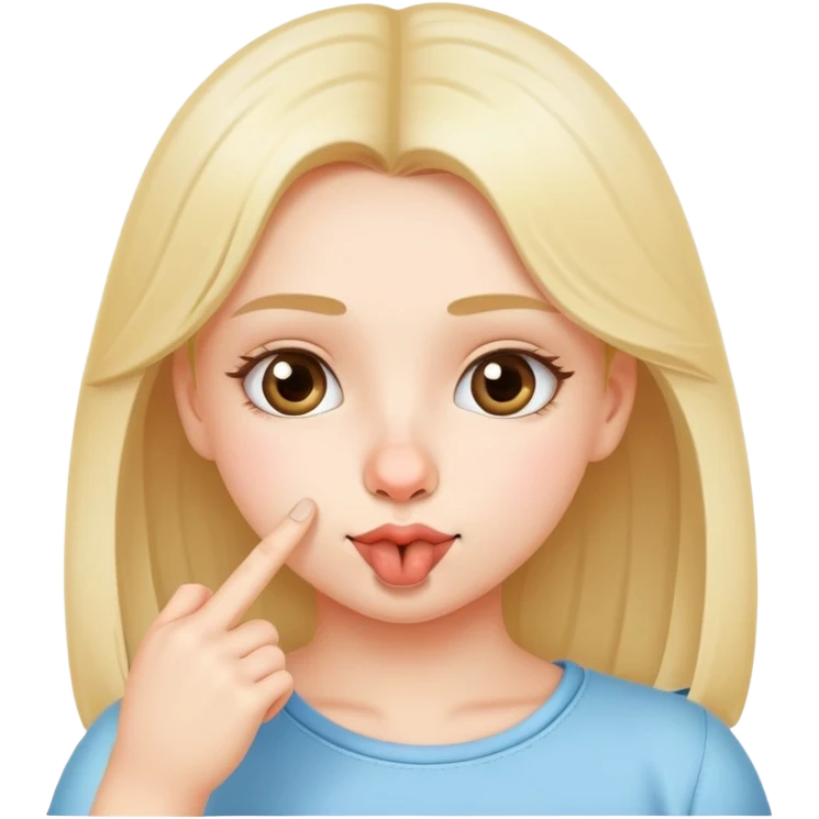 cute girl use her's finger in nose funny image emoji