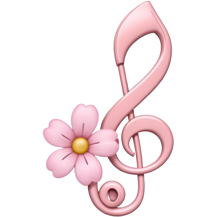 Pale pink music note with pale pink flower emoji
