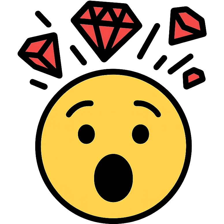 surprised face with rubies exploding emoji