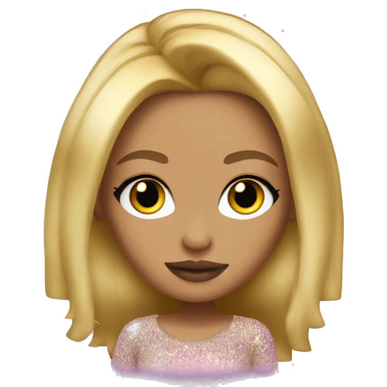 A Bratz with blonde hair and glitter emoji