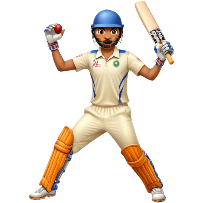 Cinematic Realistic Cricket Pop Culture Emoji, depicted with a dynamic, action‚Äêpacked scene capturing the spirit of India's beloved sport rendered with vibrant textures and energetic lighting. emoji