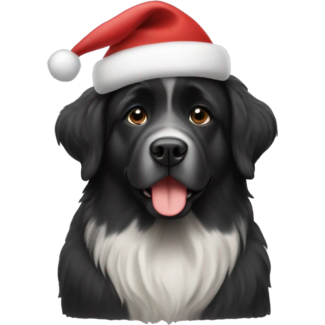 newfoundland dog with christmas hat emoji