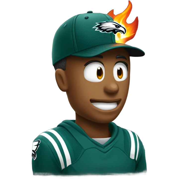 Flame wearing and Philadelphia Eagles hat emoji