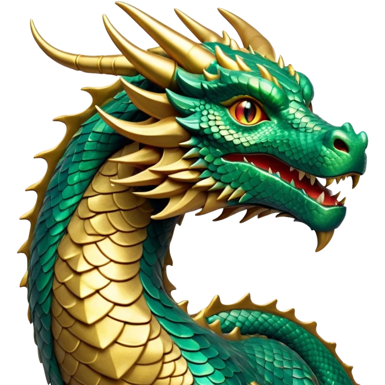 cinematic-noble-dragon-portrait-emoji,-poised-and-majestic,-with-a-sinuous,-elongated-body-covered-in-intricately-detailed,-shimmering-scales-in-hues-of-emerald-and-gold,-and-piercing,-fiery-eyes-that-reflect-ancient-wisdom; emoji